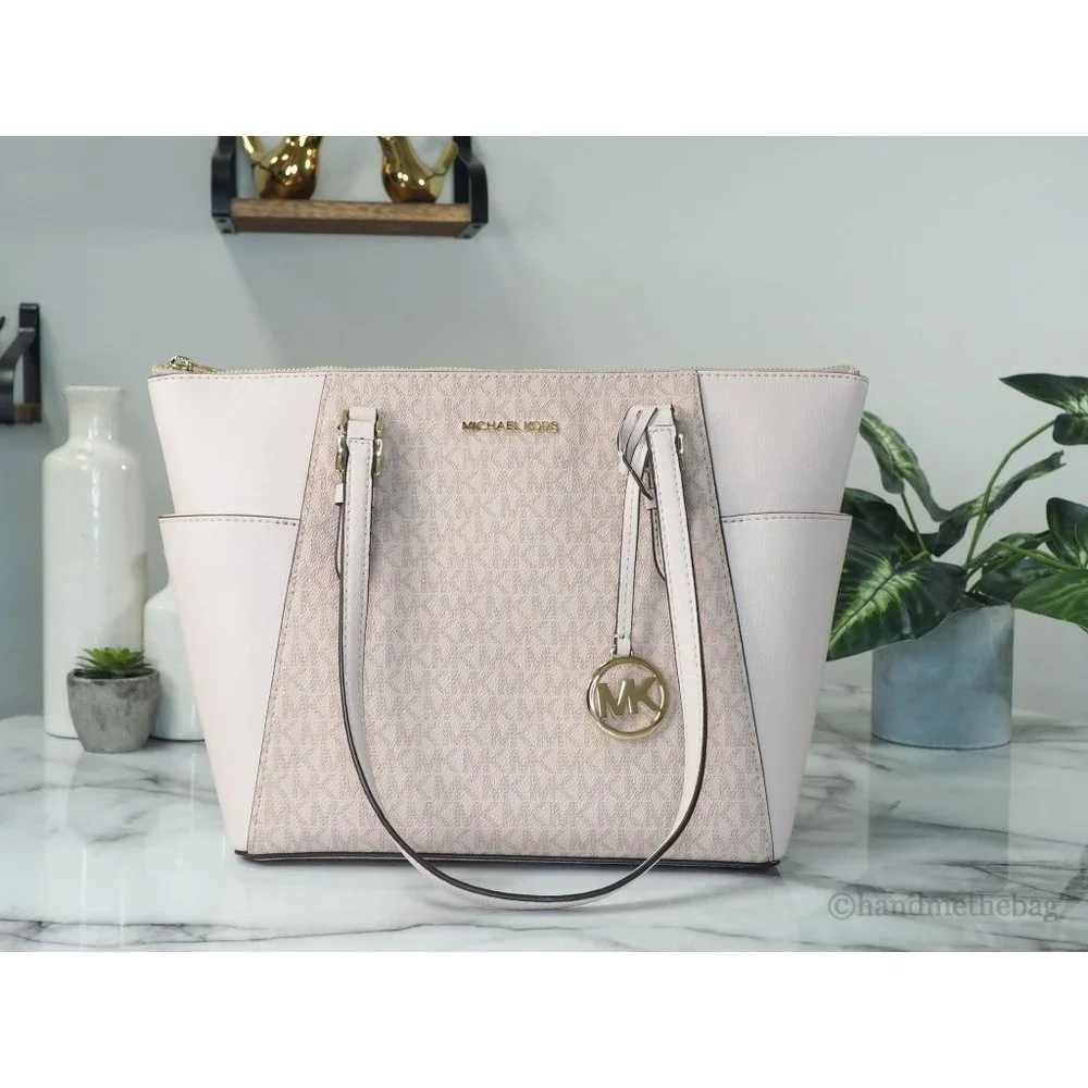 NWT Michael Kors Charlotte Ballet Signature PVC Large Top Zip Tote Shoulder Bag - Picture 1 of 9